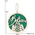 Ornamento natalizio Believe in legno con alberi verdi, diametro di 10 cm - 10cm*10cm / Base Verde Lettera Albero A