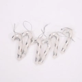Set of 6 Christmas candy cane ornaments in white with silver spiral glitter stripes - Silver