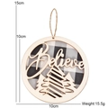 Ornamento natalizio rotondo in legno con scritta Believe e tessuto scozzese bianco e nero - 10cm*10cm / Base Grigia Lettera Albero A