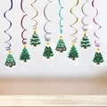 Spirales décoratives de Noël avec pendentifs sapins colorés pour décoration de magasin - Ensemble Forme de Sapin (z-25)