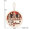 Ornamento natalizio in legno scozzese con testo Believe e fiocchi di neve 10cm - 10cm*10cm / Base Rossa Lettera Albero B