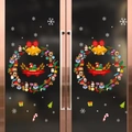 Autocollants de Noël symétriques pour fenêtres avec cloches, bonhomme et pain d'épice - Style Couronne de Noël (WQ Christmas Window Flower 03)
