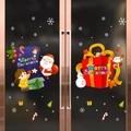 Autocollants de Noël pour vitres avec Père Noël, bonhomme de neige et texte - Style Boîte Cadeau et Bonhomme de Neige (WQ圣诞小窗花04)