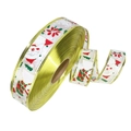 Christmas ribbon roll with gold edges, Santa Claus and snowflake prints for tree decor - White (Santa Pattern)
