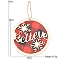 Wooden round Christmas hanging ornament with red plaid background and Believe text - 10cm*10cm / Red Base Snowflake Letter A
