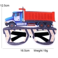 Construction party glasses with red truck design and measurement details for kids birthday - Dump Truck Style B