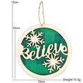 Round wooden Christmas ornament with Believe text and green plaid pattern, 10cm diameter - 10cm*10cm / Green Base Snowflake Letter A