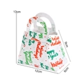 Mini borsa regalo di Natale in feltro bianco con scritte festive rosse e verdi da 13cm - Borsa a Base Bianca Winter-Holiday