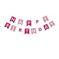 Pink and magenta fishtail happy birthday banner flags for party wall decoration - Red + Pink + White