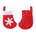 Zweiteiliges Set rote Weihnachtsstrümpfe mit weißer Schneeflocke und Plüschrand - Rot-Weißes Schneeflocken-Design