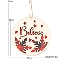 Wooden round Christmas ornament with Believe text, stars, and red-black plaid background - 10cm*10cm / Red Base Snowflake Letter B