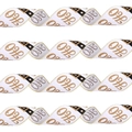 Ruban de Noël blanc avec lettrage Ho doré et motifs de boucles noires pour cadeaux de fête - 2M*6.5CM / Blanc