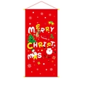 Detailweergave van Merry Christmas banner met Kerstman, sneeuwpop en rendier ontwerpen - Rode Letterstijl