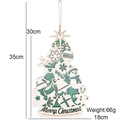 Insegna appesa in legno a forma di albero di Natale con motivo a quadri blu e pupazzo di neve - Albero di Natale a Quadri Verdi