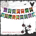 Happy Halloween banner with colorful zombie, eyeball, and brain motifs for party wall decor - Monster Letter Design Style (HY-WSLQ-42)