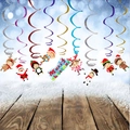 Colorful Christmas swirl decorations set with Santa Claus and snowman hanging charms - Cartoon Character Set (HLSDLQ-17-001)