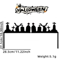 Halloween black non-woven door corner decor with bat and castle silhouettes, 28.5cm wide - Tombstone Happy