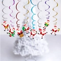 Christmas party spiral swirl ornaments with colorful PVC curls and Santa Claus paper cutouts - Dynamic Santa Claus Set (HLSDLQ-17-003)