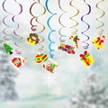 Colorful Christmas swirl decorations featuring Santa, trees, and bells for party decor - Christmas Classic Elements Set (HLSDLQ-17-004)