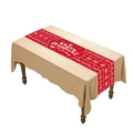 Red Christmas table runner with Merry Christmas text, reindeer and snowflake patterns - Red Snowflake Christmas