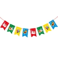 Weihnachts-Wimpelkette aus Papier mit bunten Weihnachtsmann- und Schneemann-Motiven - B2 Stil Banner