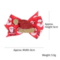 Christmas snowman pattern bow hair clip with sparkling red santa hat decor 8x6cm - Gold Christmas Hat Style
