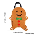Gingerbread man felt Christmas gift bag with black handle and size specifications - Gingerbread Man