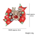 Christmas bow hair clip with festive red polka dots and golden reindeer glitter ornament - Gold Sequin Reindeer