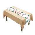 Christmas table runner with pine needles and red ball ornaments on white fabric - White Green Christmas Tree