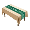 Dark green Christmas table runner with white snowflake patterns and Merry Christmas text - Christmas Green Snowflake
