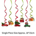 Weihnachts-Spiralanhänger Set mit Weihnachtsmann, Rentier und festlichen Geschenkwagen - Weihnachtsspirale Auto