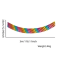 Detail der 3m Regenbogen-Fransenbanner mit bunten Lametta-Streifen für Partydekoration - Diagonalverlauf mit schwarzem Rand / Regenbogen-Ombre / 33CMx300CM