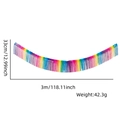 Dettaglio delle dimensioni 3m x 33cm della tenda a frange arcobaleno per decorazione - Sfumatura a Righe Verticali Macaron / 33CM*300CM / Colorato