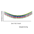 Nahaufnahme der bunten Fransen-Girlande mit 3 m Länge und 33 cm Höhe Maßen - Vertikaler tiefer Regenbogenverlauf / Regenbogen-Ombre / 33CMx300CM