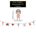 Detail view of 3m graduation banner with 7 cartoon pieces including students and books - Students & Books Style (23-LY-8)
