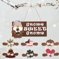 Interchangeable wooden gnome sweet gnome door sign with six seasonal theme accessories - Christmas Gnome Hanging Sign