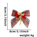 Christmas bow ornament with red green plaid ribbon and golden bell for DIY decor - Mini Bell Bowknot / Dark Green + Velvet Gold Leaf