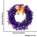 Ghirlanda di Halloween in tinsel viola con fantasmi neri e fiocco arancione ragno - Ghirlanda Nastro Nero Viola Fantasma Argento