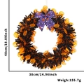 Ghirlanda di Halloween con zucche e fiocco viola, variante altezza di 48 cm - Ghirlanda Nastro Nero Arancione Zucca Arancione