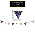Nautical style triangular party bunting with star and stripe patterns in blue and orange - Polka Dot & Stripe Triangle Flag (23-LY-7)