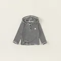 Striped toddler hooded long sleeve shirt in black and white with waffle knit texture - 80 / Black