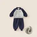 Ensemble sweat POLO et pantalon de jogging bleu marine et gris avec doublure polaire - 80 / Bleu Marine