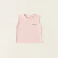 Pink sleeveless cotton tank top for baby boys with Cute Baby text and round neck - 130 / Pink