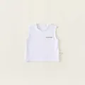 White cotton sleeveless baby tank top with Cute Baby print and round neckline - 80 / White