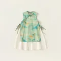 Girls mint green landscape print qipao style dress with traditional frog buttons - 80 / Top And Bottom / Green (Landscape Print)