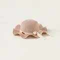 Cappello da sole in paglia rosa antico per bambina con fiocco e tesa ondulata estiva - Taglia unica / Rosa loto