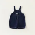 Classic dark blue denim overalls for toddlers with silver buckles and chest pocket - 120 / Blue Shorts