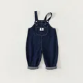 Classic deep blue denim baby overalls with chest pocket and rolled cuffs style - 80 / Presale Blue Long Pants