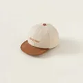 Two-tone baby baseball cap in beige and brown with Good Day embroidery and sun visor - One Size / Caramel color