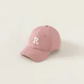 Casquette rose en coton pour enfants avec broderie blanche en forme de lettre R - Taille unique / Rose (Prévente)